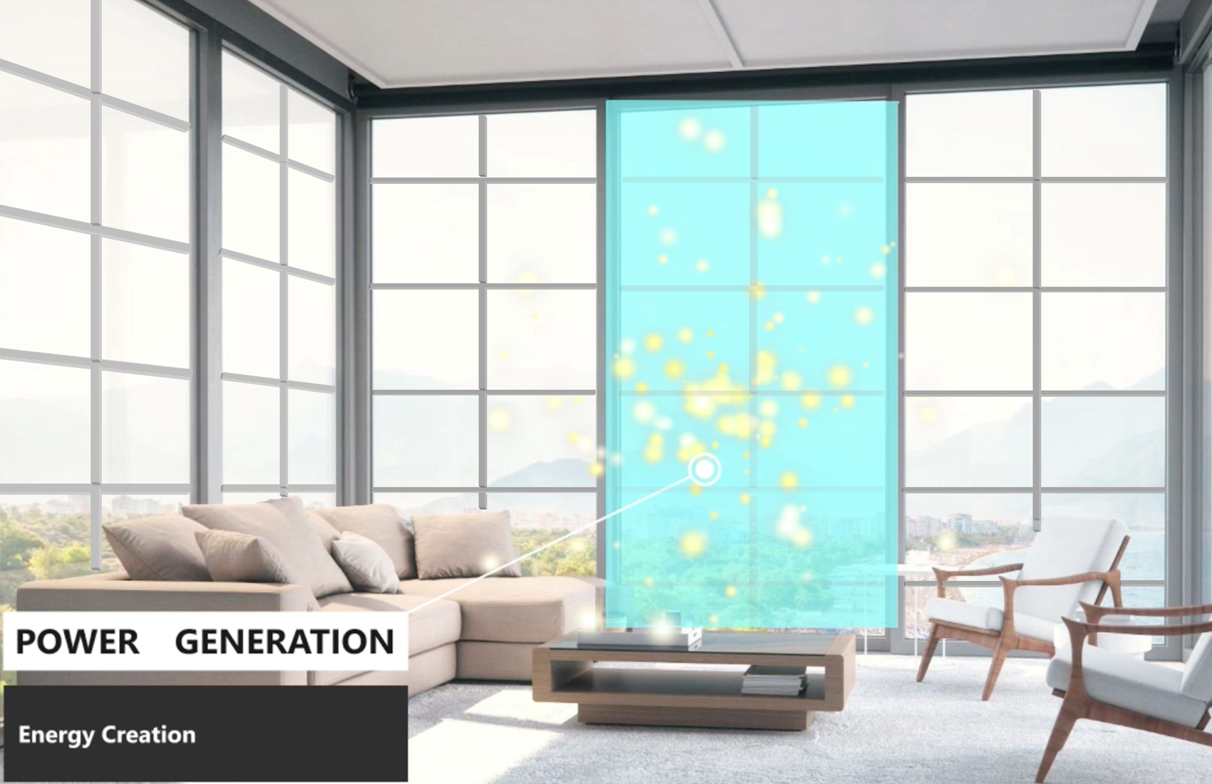 Colorless transparent power generating glass